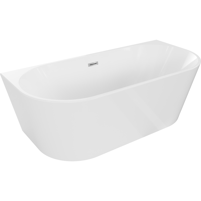 Mexen Oval wanna wolnostojąca przyścienna 160 x 80 cm, biała, przelew chrom - 52671608000-01