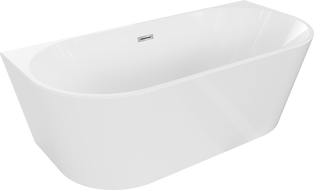 Mexen Oval vaba seisev seinavann 160 x 80 cm, valge, kroomi ülevooluga - 52671608000-01