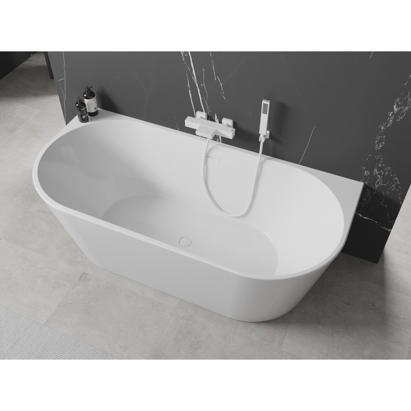 Mexen Oval samostojeća kada uz zid 160 x 80 cm, bijela, bijeli preljev - 52671608000-20