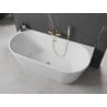 Mexen Oval freistehende Wandbadewanne 160 x 80 cm, weiß, mit Überlauf in Gold - 52671608000-50