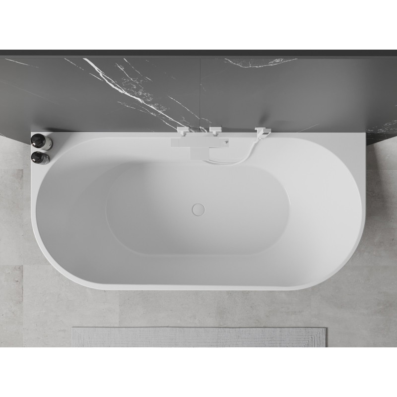 Mexen Oval samostojeća kada uz zid 160 x 80 cm, bijela, bijeli preljev - 52671608000-20