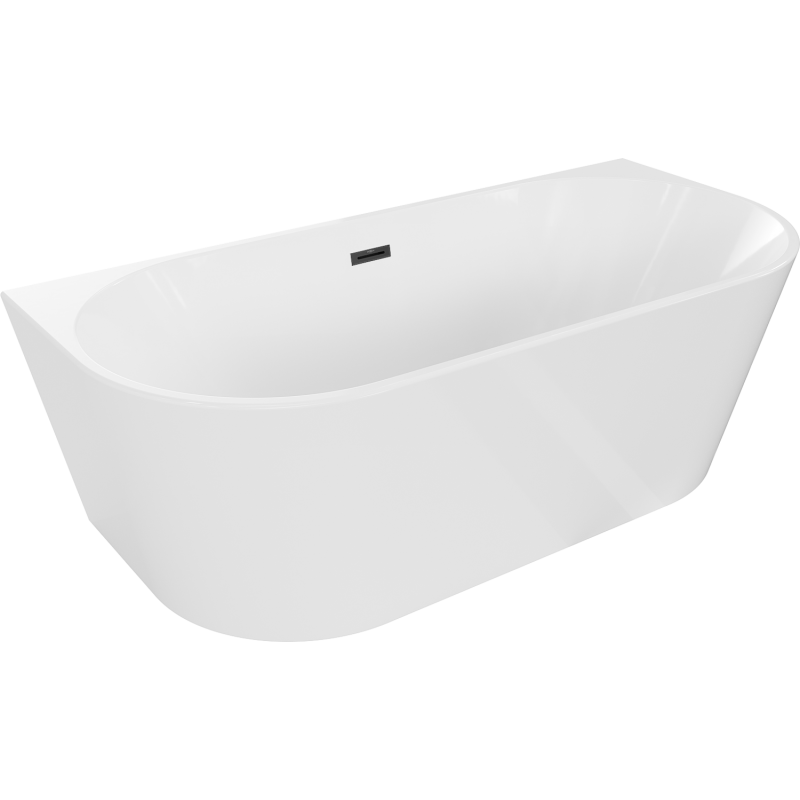 Mexen Oval wanna wolnostojąca przyścienna 160 x 80 cm, biała, przelew czarny - 52671608000-70