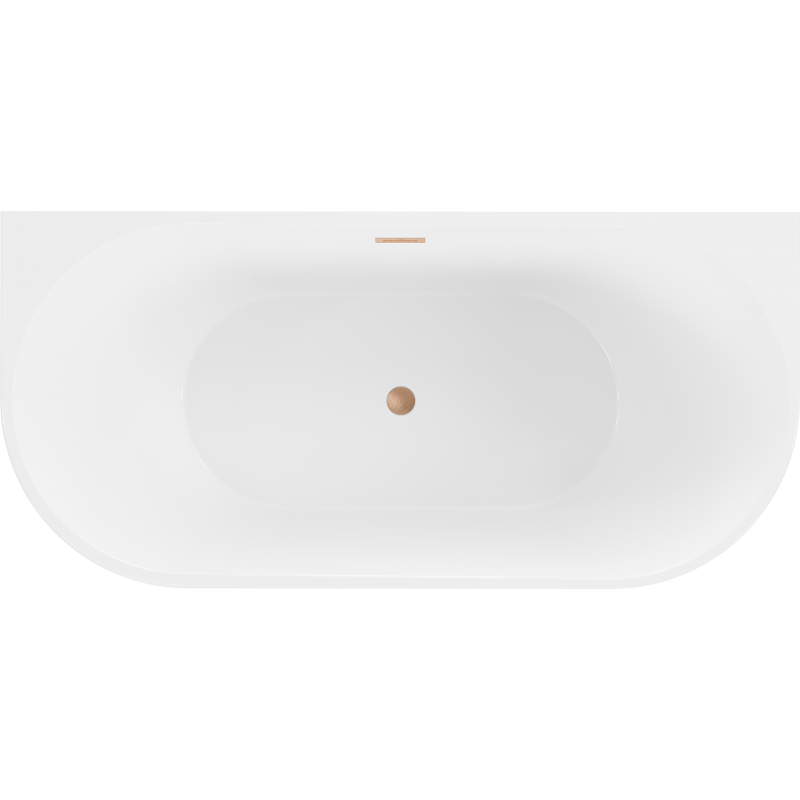 Mexen Oval wanna wolnostojąca przyścienna 160 x 80 cm, biała, przelew miedź szczotkowana - 52671608000-65