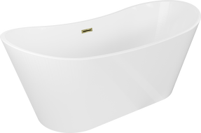 Mexen Montana freistehende Badewanne 170 x 80 cm, weiß, Überlauf gold - 52011708000-50