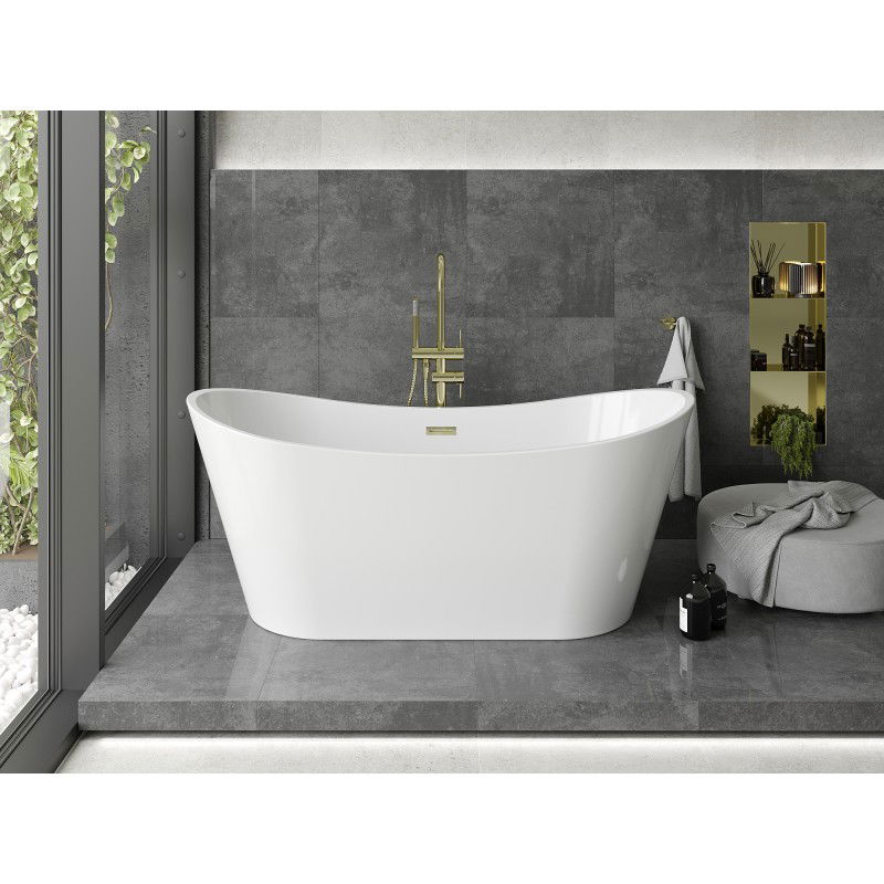 Mexen Montana freestanding bathtub 170 x 80 cm, white, gold overflow - 52011708000-50
