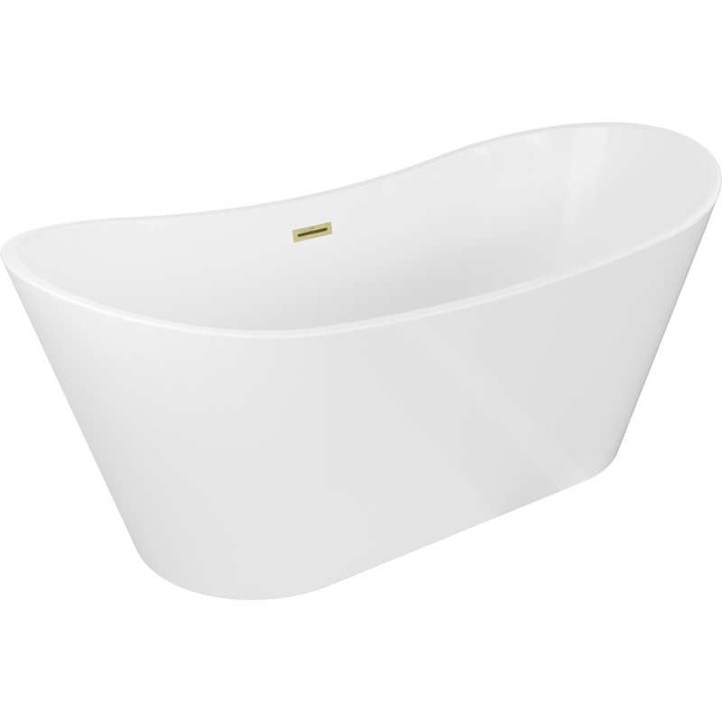 Mexen Montana freistehende Badewanne 170 x 80 cm, weiß, mit abgerundetem goldenen Überlauf - 52011708000-55