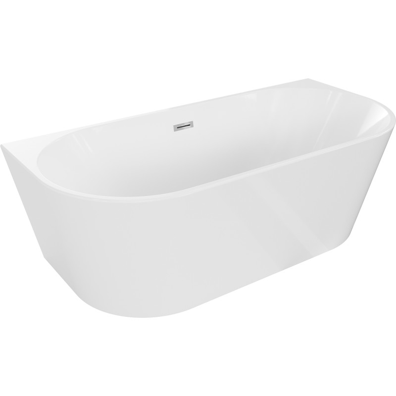 Mexen Oval seinaga varjestatud iseseisev vann 180 x 80 cm, valge, kroomitud ülevool - 52671808000-01