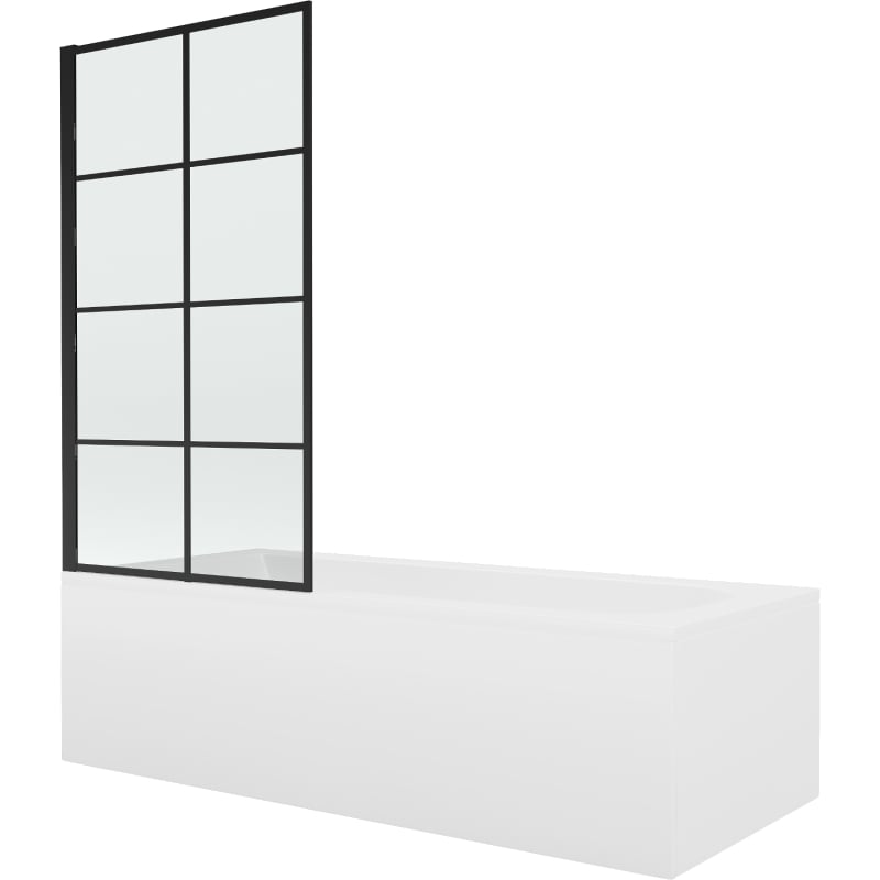 Mexen Vega 160 x 70 cm rectangular bathtub with housing and 1-panel screen 70 cm, black pattern - 550116070X9307017077