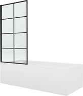 Mexen Vega rechthoekig bad 160 x 70 cm met ombouw en 1-delig scherm 70 cm, zwart patroon - 550116070X9307017077