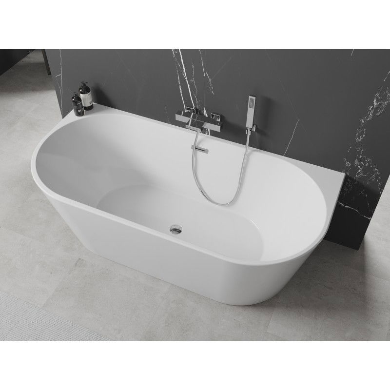 Mexen Oval vasca da bagno indipendente a parete 170 x 80 cm, bianca, troppo pieno cromato - 52671708000-01