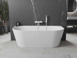 Mexen Oval vasca da bagno freestanding a parete 180 x 80 cm, bianca, troppopieno bianco - 52671808000-20
