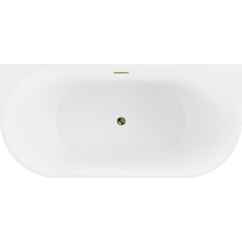 Mexen Oval freestanding wall-mounted bathtub 180 x 80 cm, white, gold overflow - 52671808000-50