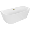 Mexen Oval wanna wolnostojąca przyścienna 180 x 80 cm, biała, przelew złoty - 52671808000-50