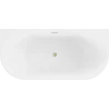 Mexen Oval banheira independente encostada à parede 170 x 80 cm, branca, transbordo ouro escovado - 52671708000-55
