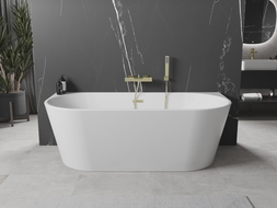 Mexen Oval wanna wolnostojąca przyścienna 180 x 80 cm, biała, przelew złoty - 52671808000-50