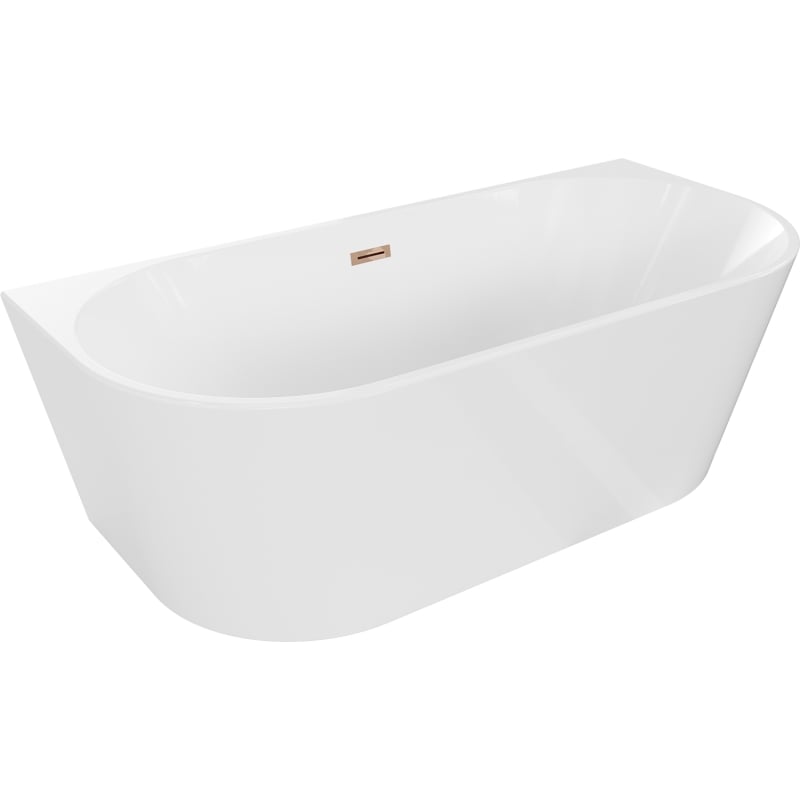 Mexen Oval wanna wolnostojąca przyścienna 170 x 80 cm, biała, przelew różowe złoto - 52671708000-60