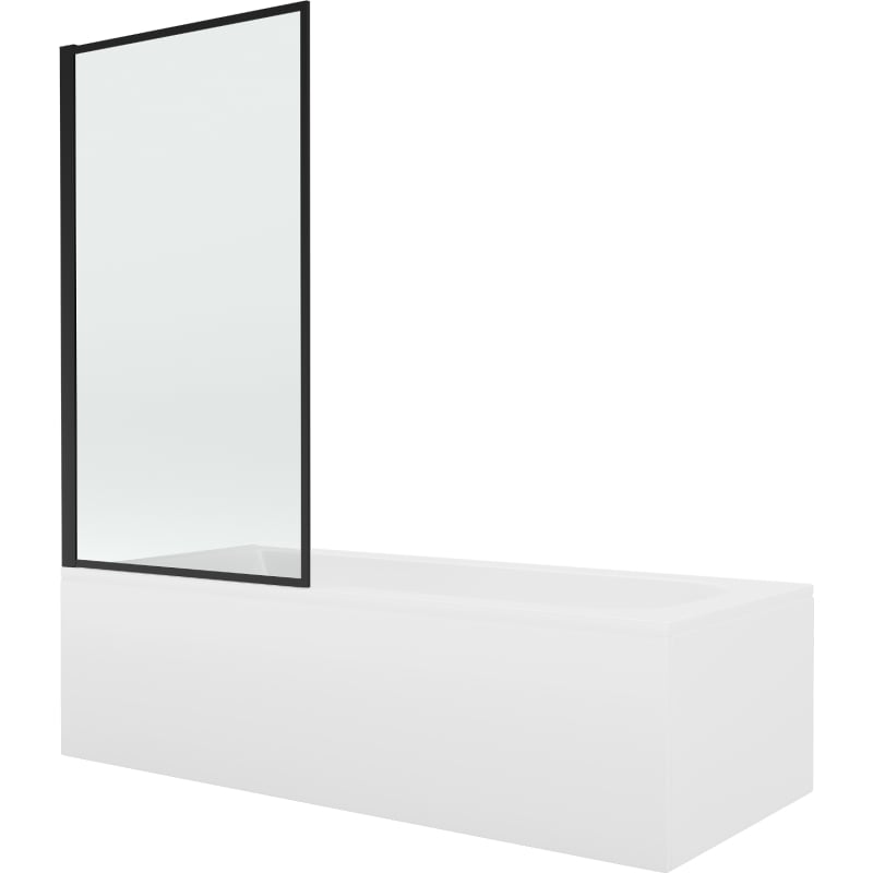 Mexen Vega rectangular bathtub 160 x 70 cm with casing and 1-wing screen 80 cm, black pattern fix - 550116070X9308007070