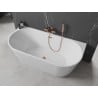 Mexen Oval vasca da bagno autoportante a parete 180 x 80 cm, bianca, troppopieno oro rosa - 52671808000-60