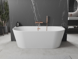 Mexen Oval samostojeća kada uz zid 180 x 80 cm, bijela, preljev ružičasto zlato - 52671808000-60