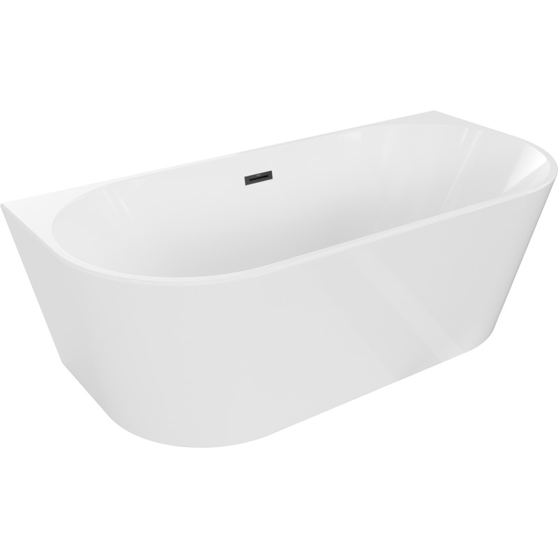 Mexen Oval wanna wolnostojąca przyścienna 170 x 80 cm, biała, przelew czarny - 52671708000-70