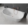 Mexen Oval freistehende Wandbadewanne 180 x 80 cm, weiß, gebürsteter Messing-Überlauf - 52671808000-65