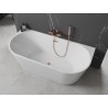 Mexen Oval vabad seisvas asendis vastu seina asetatav vann 180 x 80 cm, valge, harjatud vask ülevool - 52671808000-65