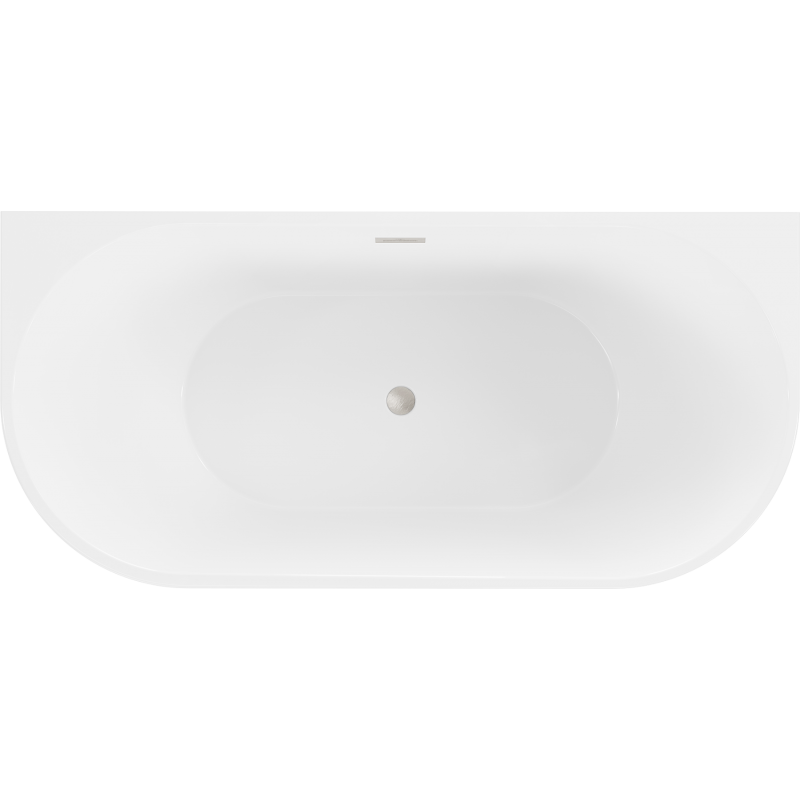 Mexen Oval wanna wolnostojąca przyścienna 180 x 80 cm, biała, przelew nikiel szczotkowany - 52671808000-97
