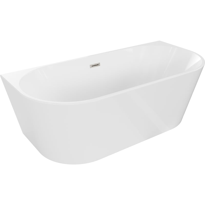 Mexen Oval wanna wolnostojąca przyścienna 170 x 80 cm, biała, przelew nikiel szczotkowany - 52671708000-97