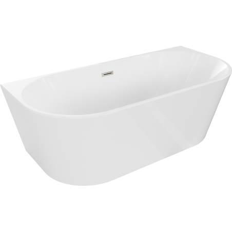 Mexen Oval freestanding back-to-wall bathtub 180 x 80 cm, white, brushed nickel overflow - 52671808000-97
