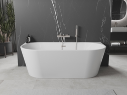 Mexen Oval vrijstaande wandbad 170 x 80 cm, wit, overloop geborsteld nikkel - 52671708000-97