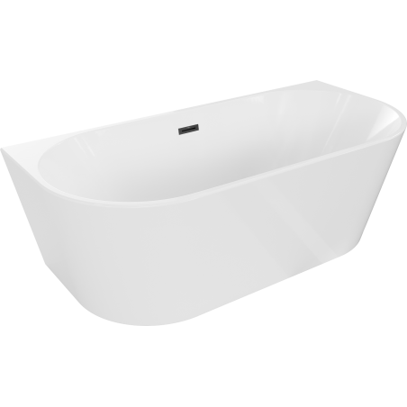 Mexen Oval freistehende, wandnahe Badewanne 180 x 80 cm, weiß, schwarzer Überlauf - 52671808000-70