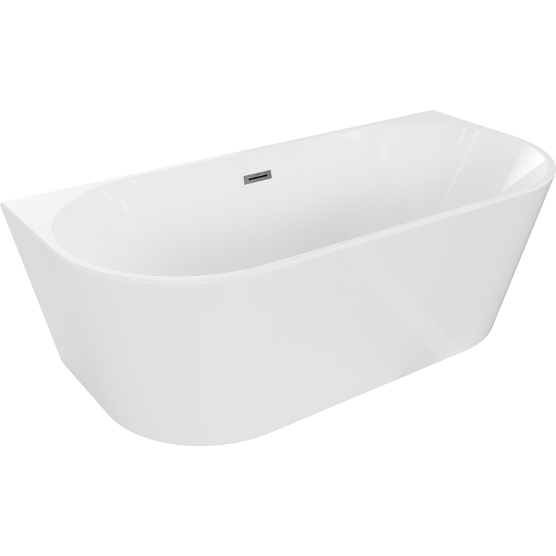 Mexen Oval wanna wolnostojąca przyścienna 170 x 80 cm, biała, przelew gun metal - 52671708000-95
