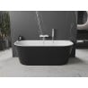 Mexen Oval freistehende, wandstehende Badewanne 150 x 75 cm, weiß/schwarz, Überlauf weiß - 52671507575-20