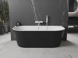 Mexen Oval freestanding wall-adjacent bathtub 140 x 75 cm, white/black, white overflow - 52671407575-20