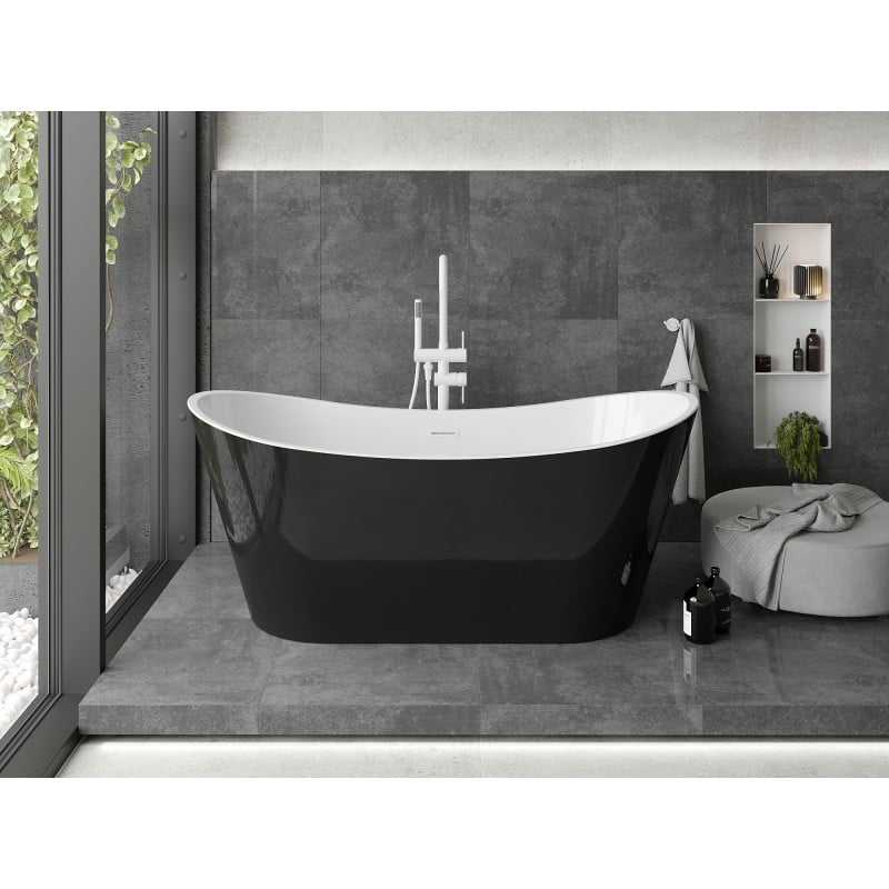 Mexen Montana vasca da bagno autoportante 170 x 80 cm, bianca/nera, troppo pieno bianco - 52011708075-20