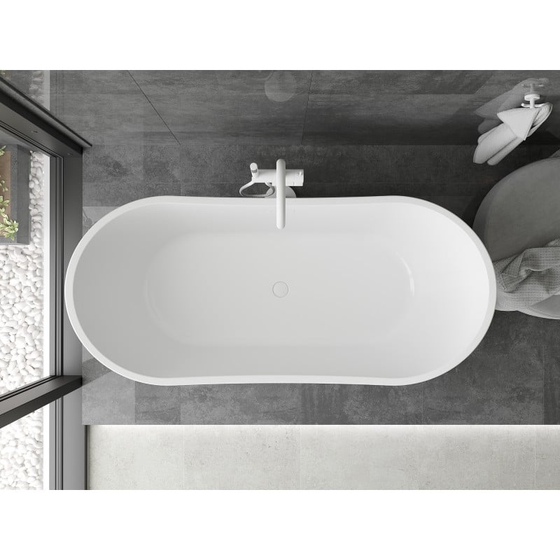 Mexen Montana vasca da bagno autoportante 170 x 80 cm, bianca/nera, troppo pieno bianco - 52011708075-20