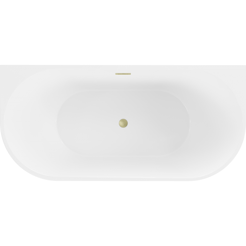 Mexen Oval vasca da bagno autoportante a parete 150 x 75 cm, bianco/nero, troppopieno oro spazzolato - 52671507575-55
