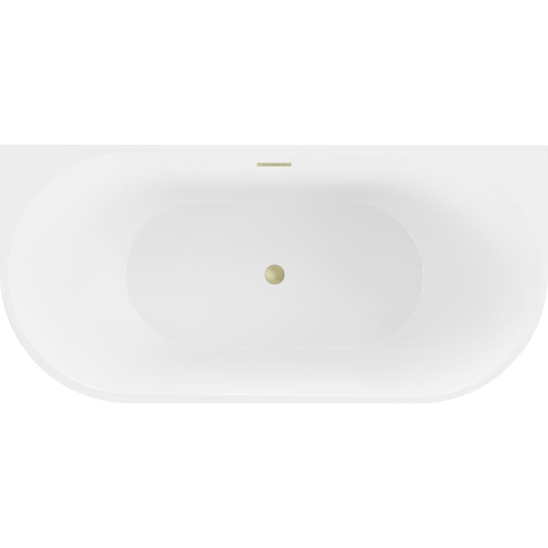Mexen Oval wanna wolnostojąca przyścienna 150 x 75 cm, biała/czarna, przelew złoty szczotkowany - 52671507575-55
