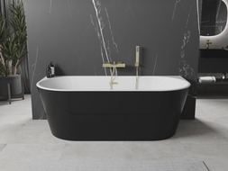 Mexen Oval samostojeća zidna kada 150 x 75 cm, bijela/crna, preljev zlatni mat - 52671507575-55