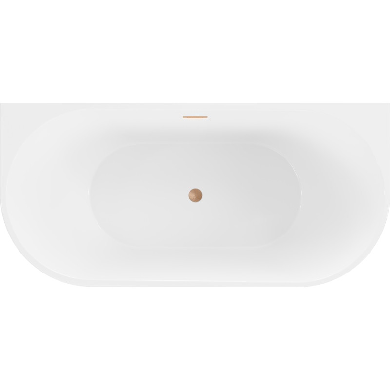 Mexen Oval wanna wolnostojąca przyścienna 150 x 75 cm, biała/czarna, przelew miedź szczotkowana - 52671507575-65