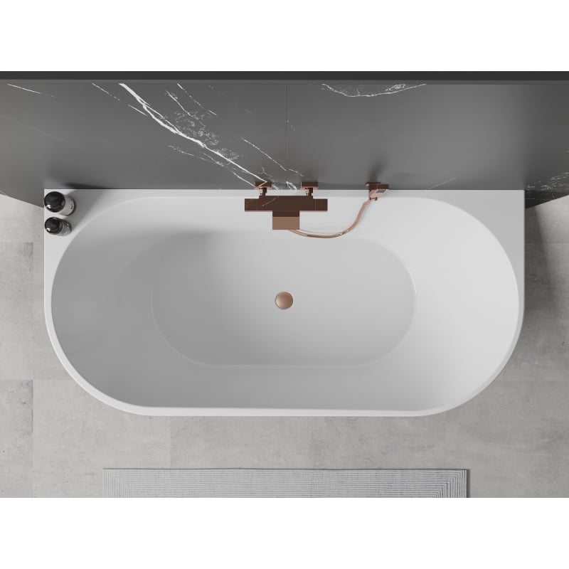 Mexen Oval vaba seisev vann seina äärde 150 x 75 cm, valge/must, harjatud vask - 52671507575-65