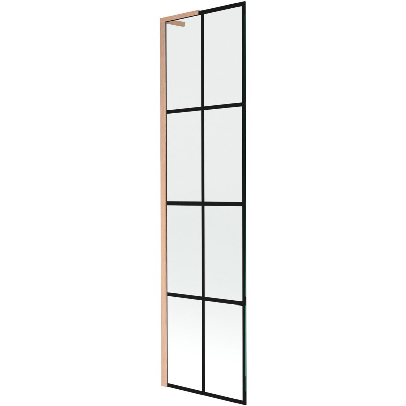 Mexen Next L paravan za kadu 1-krilni 50 x 150 cm, crna mreža, brušeni bakar - 895-050-000-03-77-65