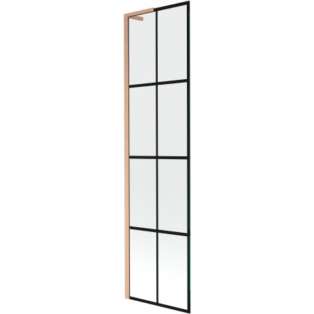 Mexen Next L Badewannenabtrennung 1-flügelig 50 x 150 cm, schwarzes Muster, gebürstetes Kupfer - 895-050-000-03-77-65