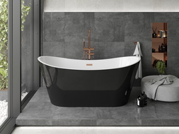 Mexen Montana freistehende Badewanne 170 x 80 cm, weiß/schwarz, gebürsteter Messingüberlauf - 52011708075-65