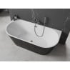 Mexen Oval bañera exenta de pared 150 x 75 cm, blanca/negra, rebosadero gun gray cepillado - 52671507575-66