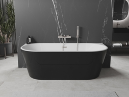 Mexen Oval samostojeća kada uz zid 140 x 75 cm, bijela/crna, preljev brušeni nikal - 52671407575-97