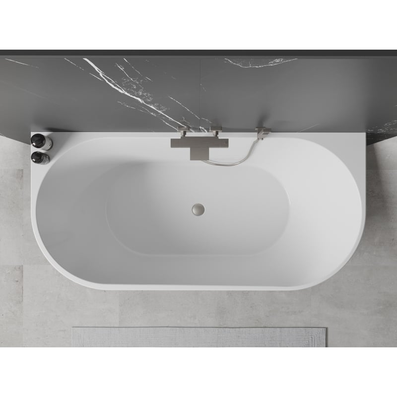Mexen Oval Vabaltseisev vann, seinapealne, 150 x 75 cm, valge/must, harjatud nikkel ülevool - 52671507575-97