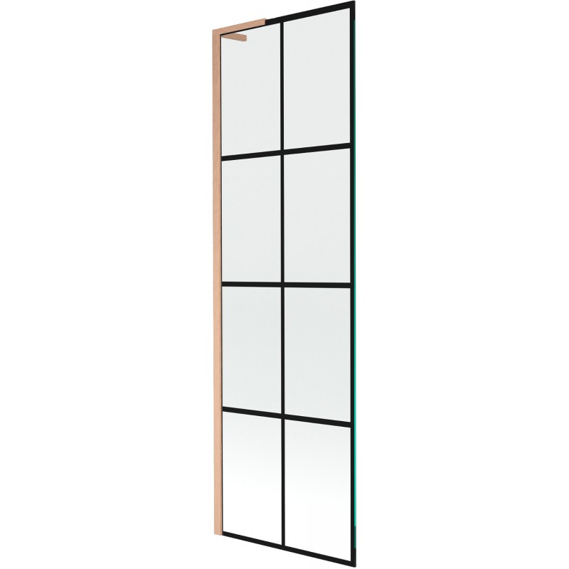 Mexen Next L, 1-flügelige Badewannenabtrennung 60 x 150 cm, schwarzes Muster, gebürstetes Kupfer - 895-060-000-03-77-65