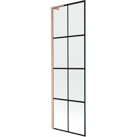 Mexen Next L parawan nawannowy 1-skrzydłowy 60 x 150 cm, czarna kratka,  miedź szczotkowana - 895-060-000-03-77-65