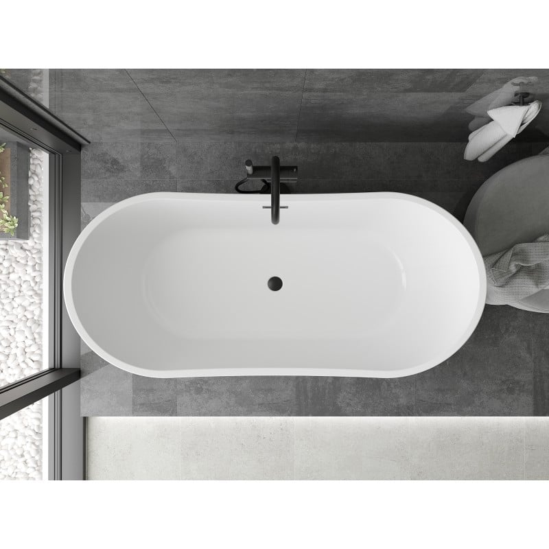 Mexen Montana 170 x 80 cm Free-standing Bathtub, White/Black, Black Overflow - 52011708075-70